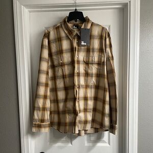 🖤 BNWT The Kooples Plaid Regular Fit Shirt – Men’s XL – Unfinished Hem 🖤